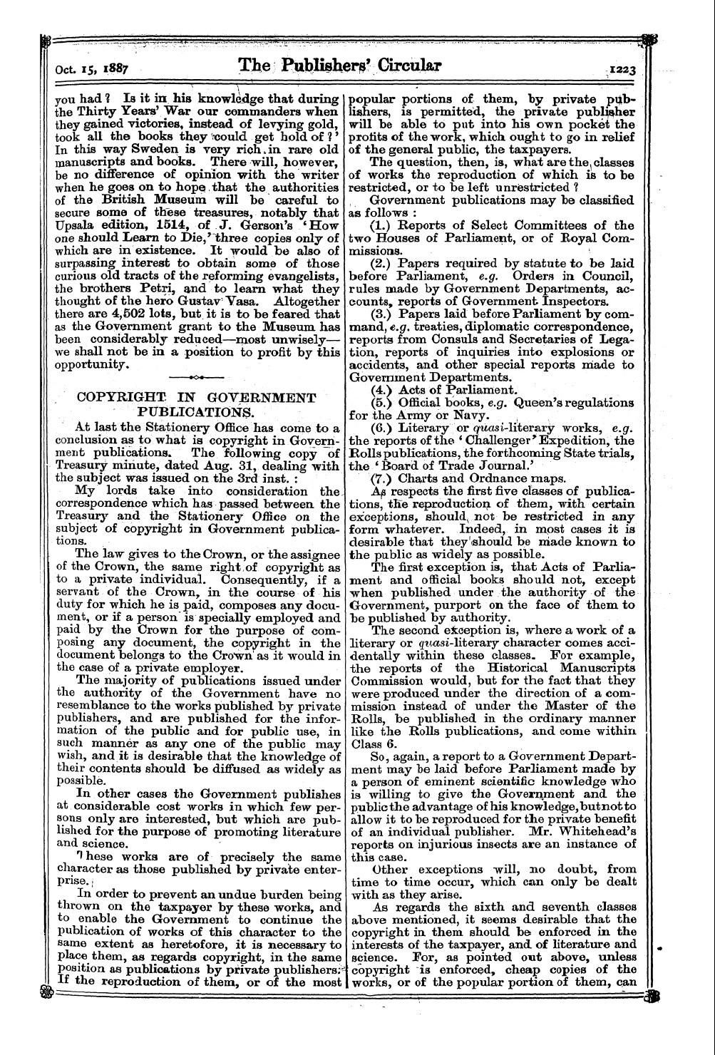 Publishers’ Circular (1880-1890): jS F Y, 1st edition: 5