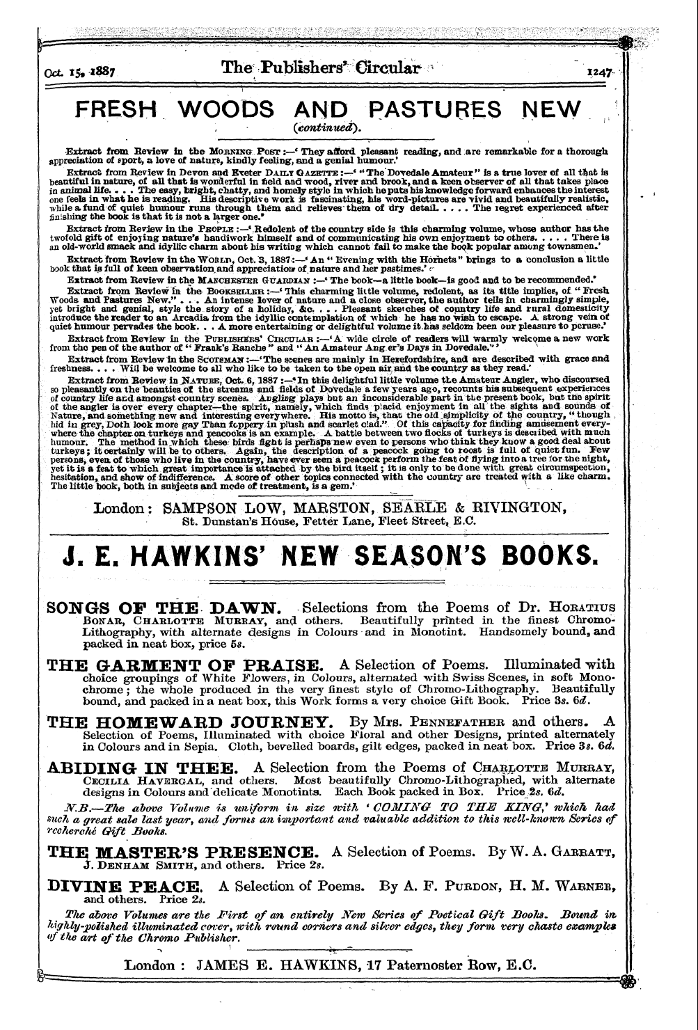 Publishers’ Circular (1880-1890): jS F Y, 1st edition - Ad02901