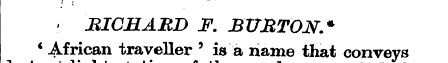 _ • JRICHARD F. BURTON.* * African — iT^...