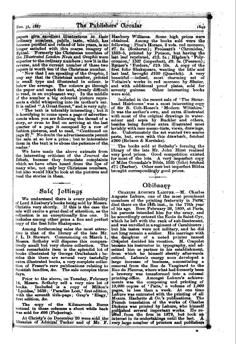 Publishers’ Circular (1880-1890): jS F Y, 1st edition: 11