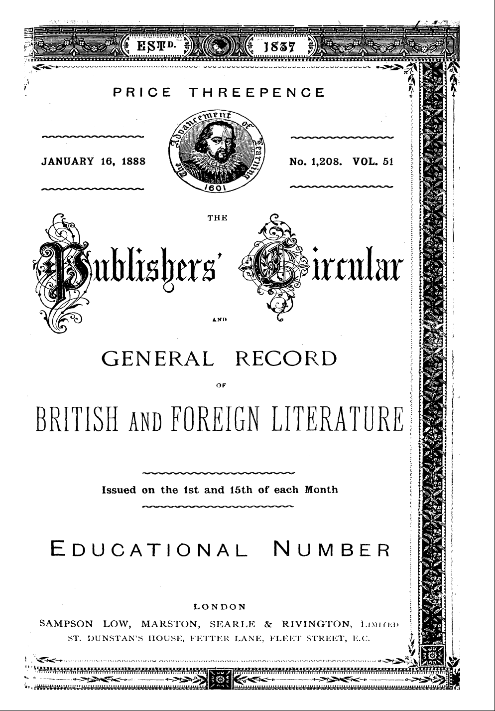 Publishers’ Circular (1880-1890): jS F Y, 1st edition - ^ ^ M 1r=Ijn=Ii=If=Aj ^ Ri±Ajr ^ =Is=Lr ...