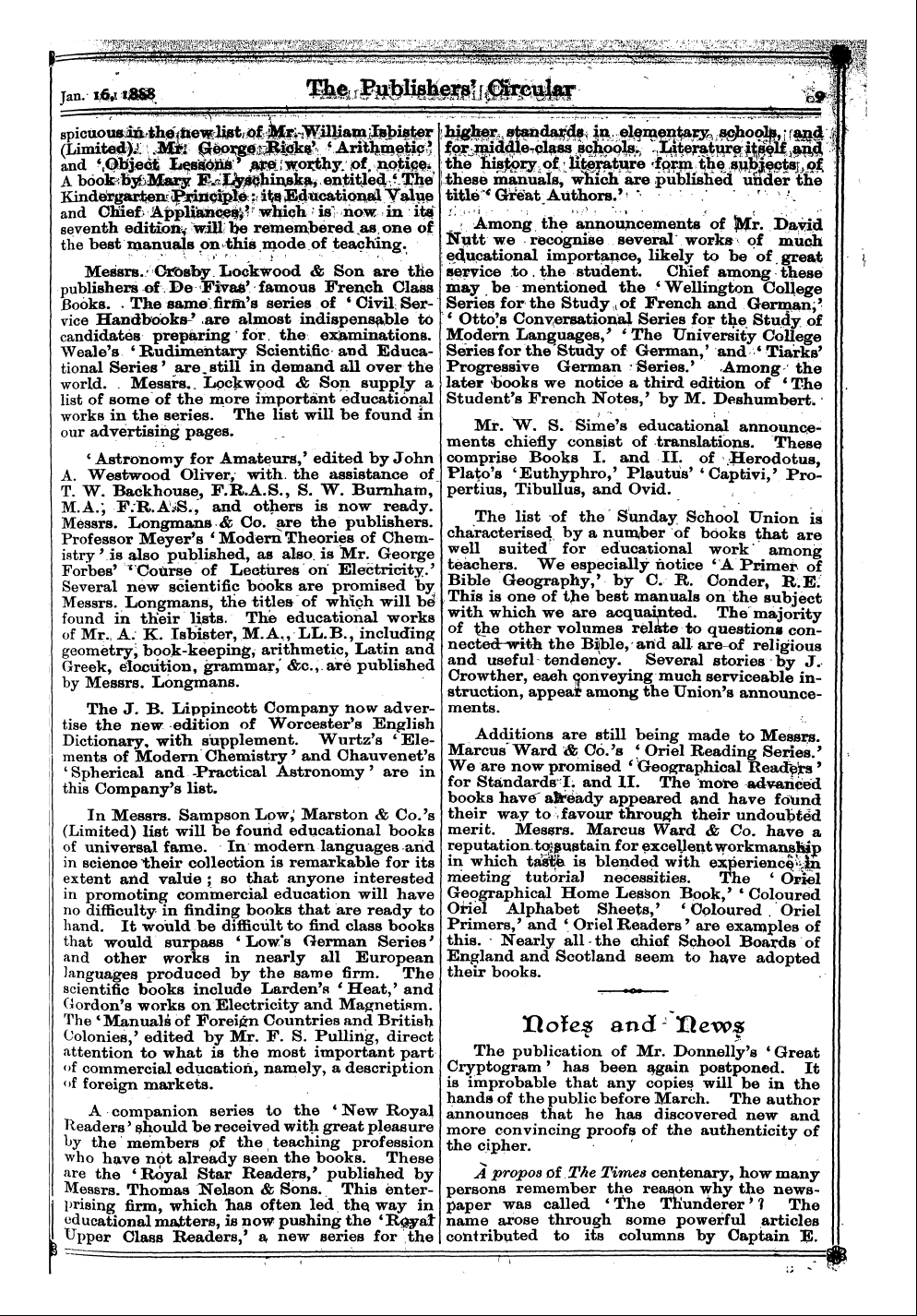 Publishers’ Circular (1880-1890): jS F Y, 1st edition - "-._ — C|Ijb,Bent