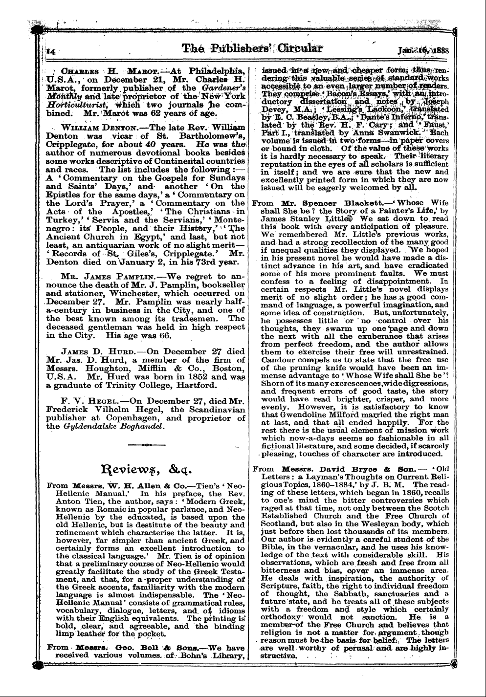 Publishers’ Circular (1880-1890): jS F Y, 1st edition - ¦ Fro W » M »^Pf Messrs Pppprvpjpjppj P»...