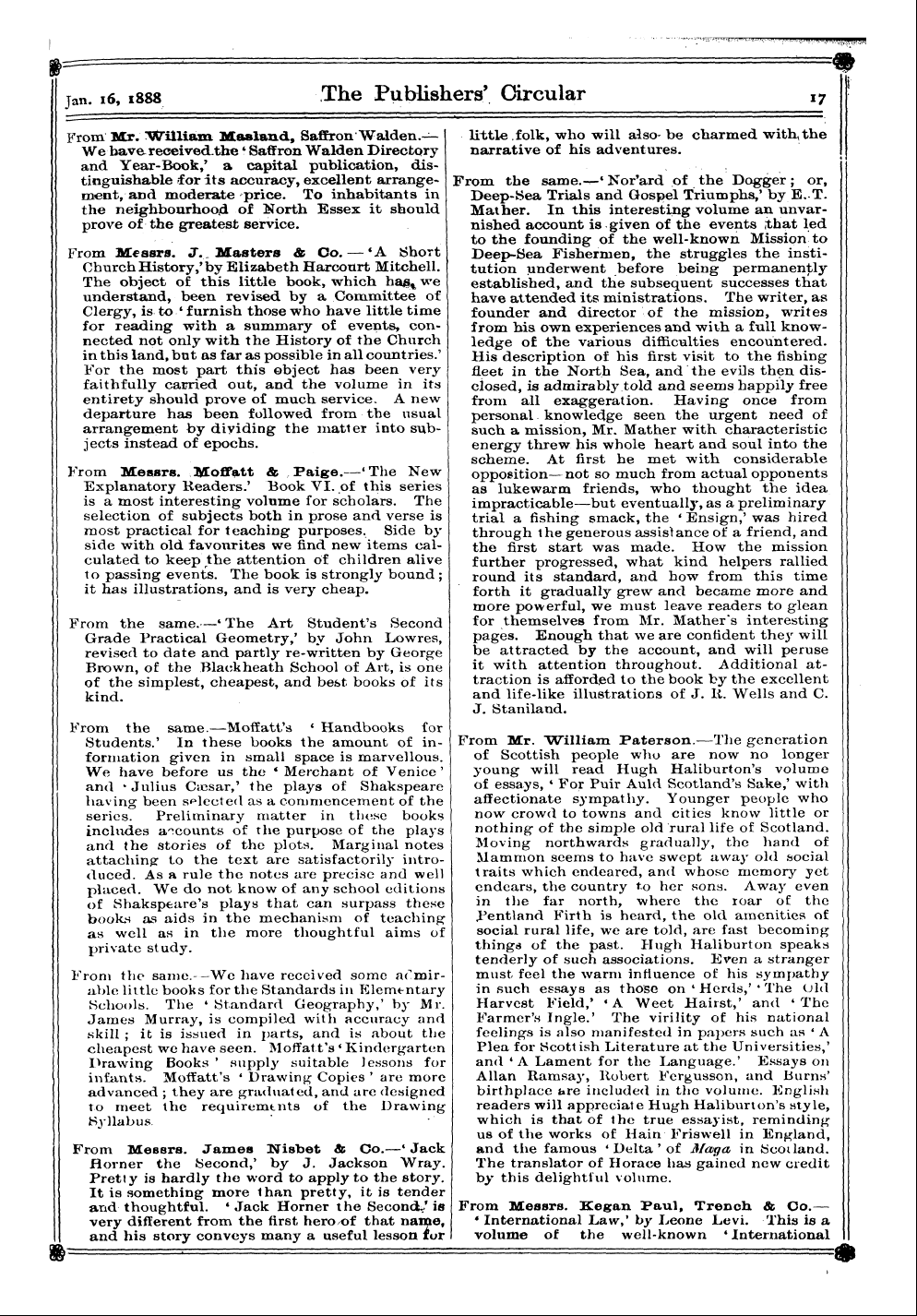 Publishers’ Circular (1880-1890): jS F Y, 1st edition: 19