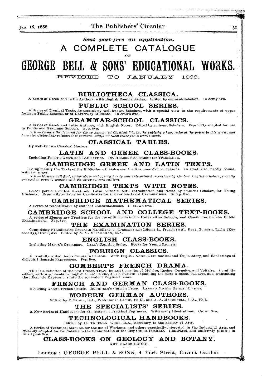 Publishers’ Circular (1880-1890): jS F Y, 1st edition: 33