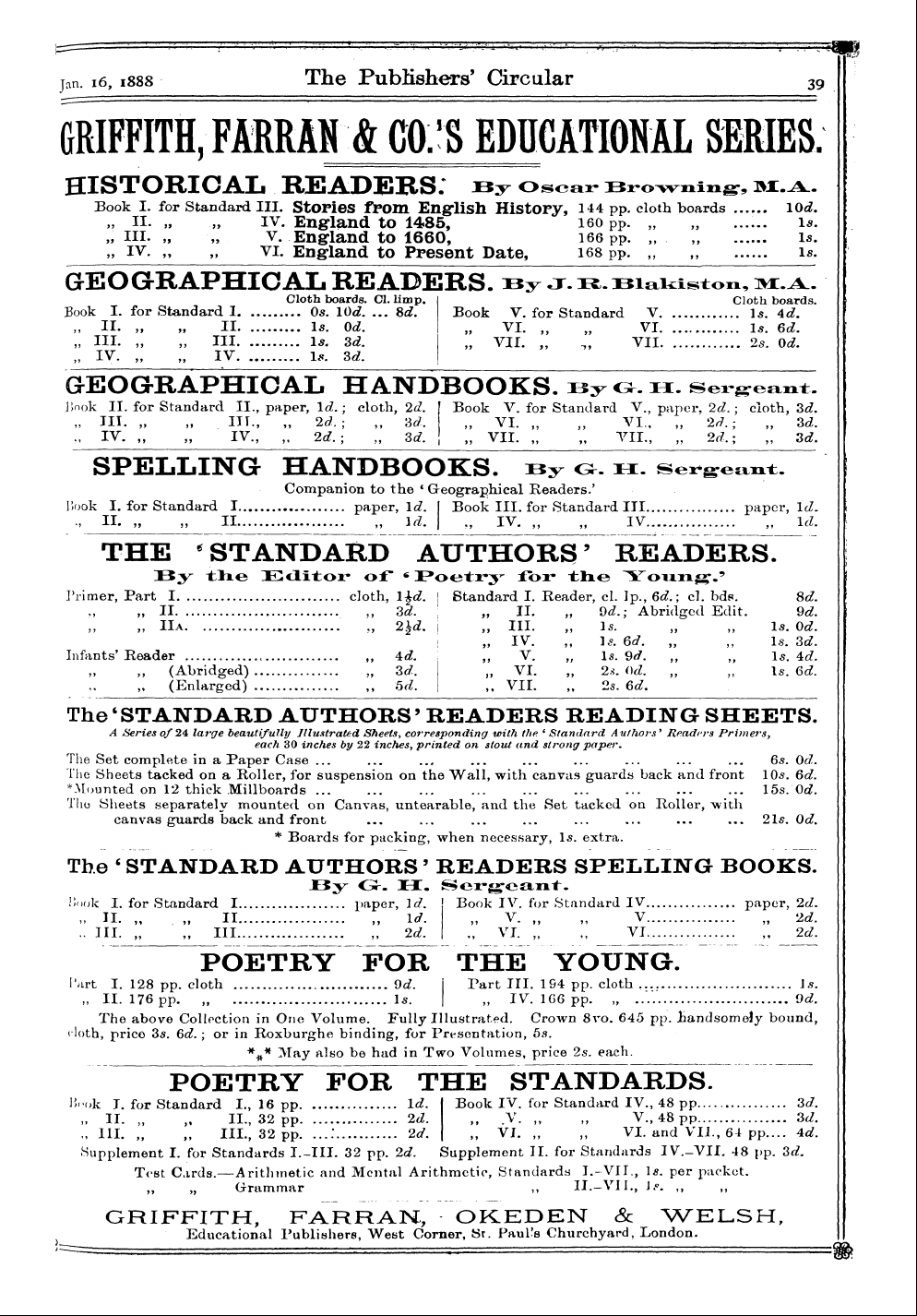 Publishers’ Circular (1880-1890): jS F Y, 1st edition - Ad04001