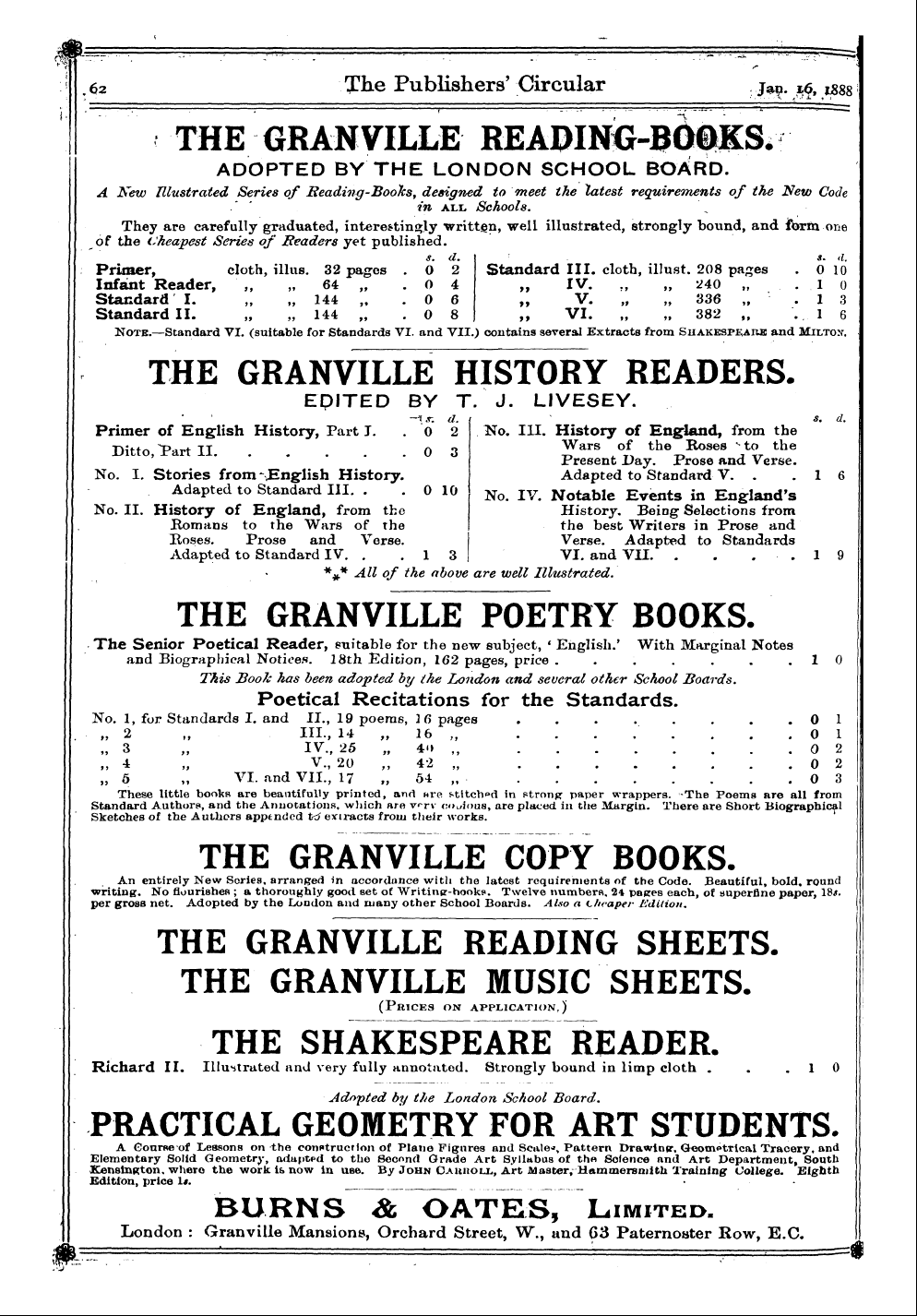 Publishers’ Circular (1880-1890): jS F Y, 1st edition: 64