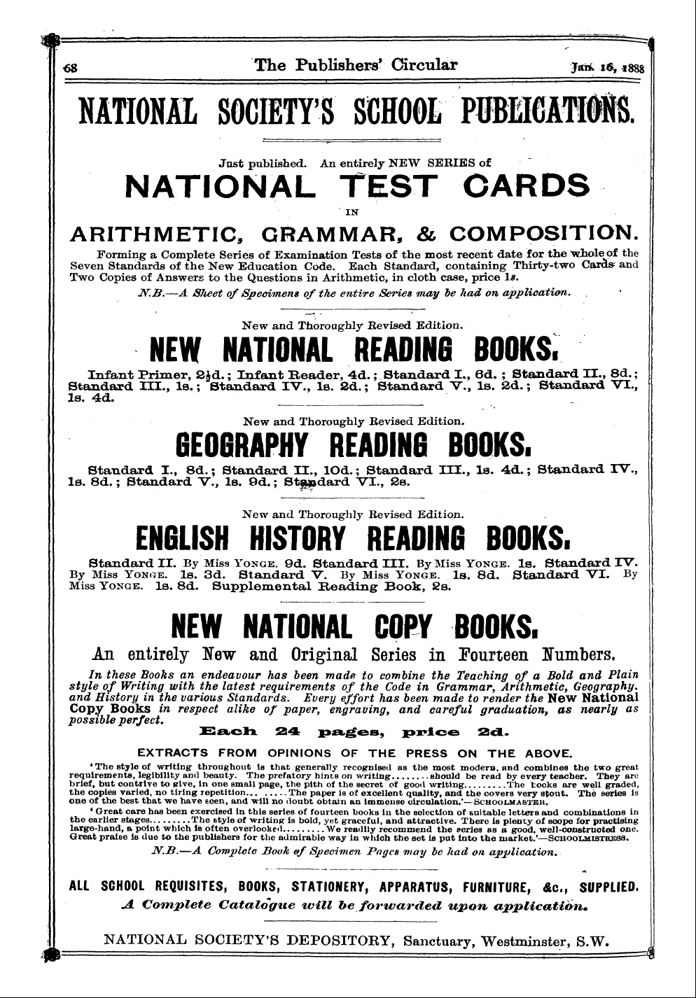 Publishers’ Circular (1880-1890): jS F Y, 1st edition - Ad07001