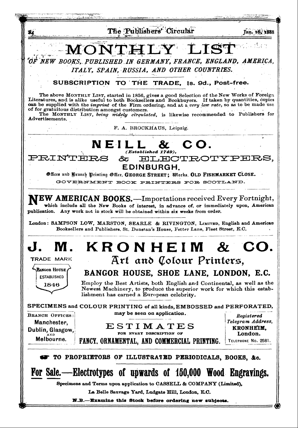 Publishers’ Circular (1880-1890): jS F Y, 1st edition - Ad08604