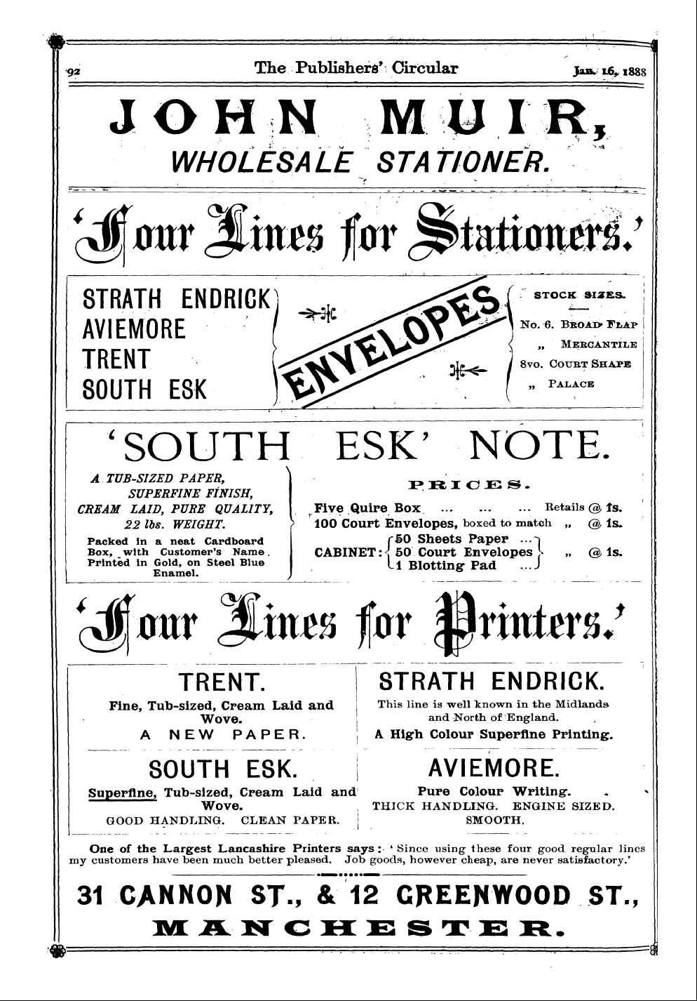 Publishers’ Circular (1880-1890): jS F Y, 1st edition - Ad09401