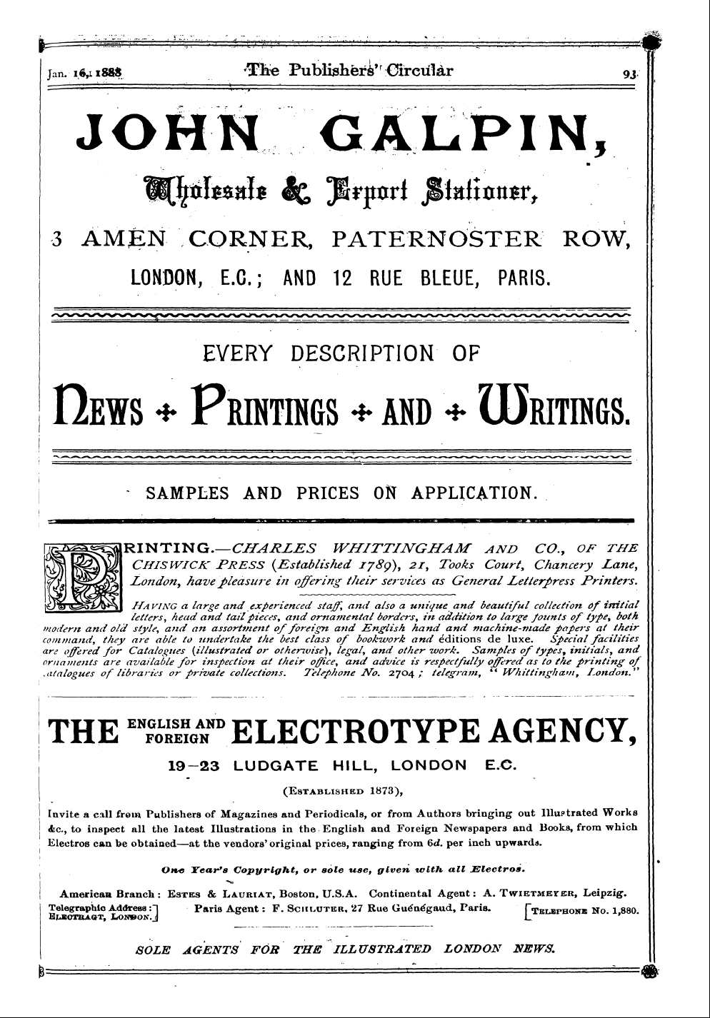 Publishers’ Circular (1880-1890): jS F Y, 1st edition: 95