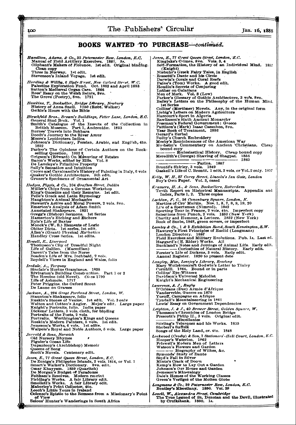 Publishers’ Circular (1880-1890): jS F Y, 1st edition: 102