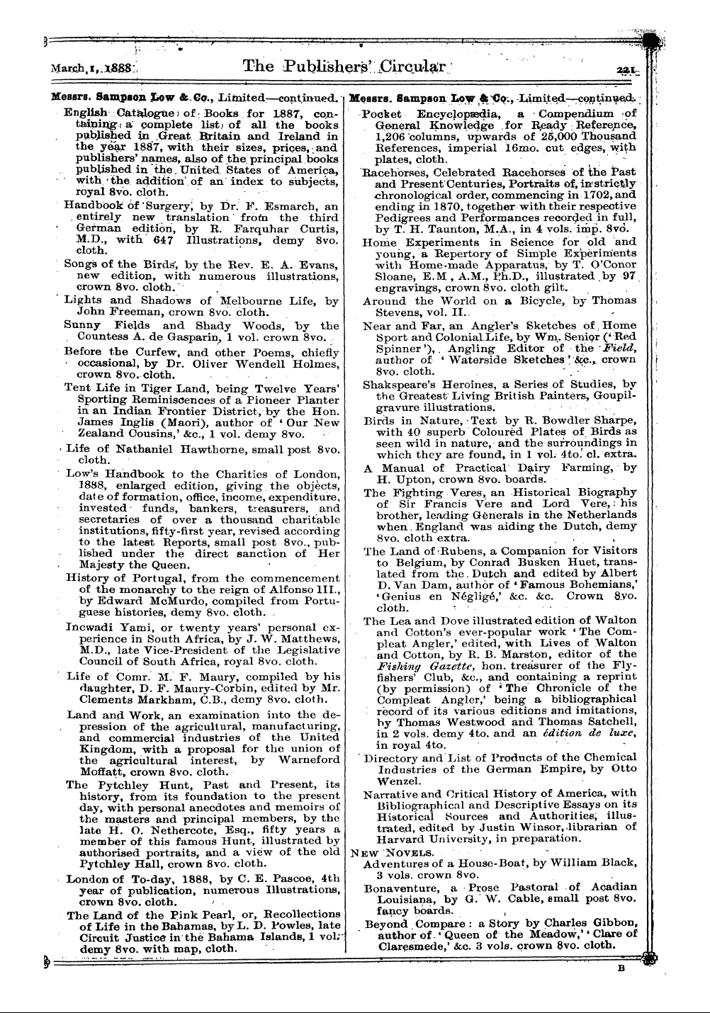 Publishers’ Circular (1880-1890): jS F Y, 1st edition - , . .;. •Fiyygibffiji'. . . ' ' ¦ • ¦ ' ...