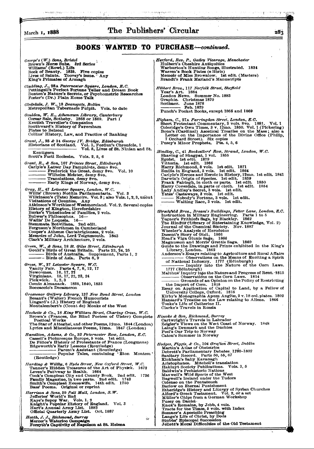 Publishers’ Circular (1880-1890): jS F Y, 1st edition: 81