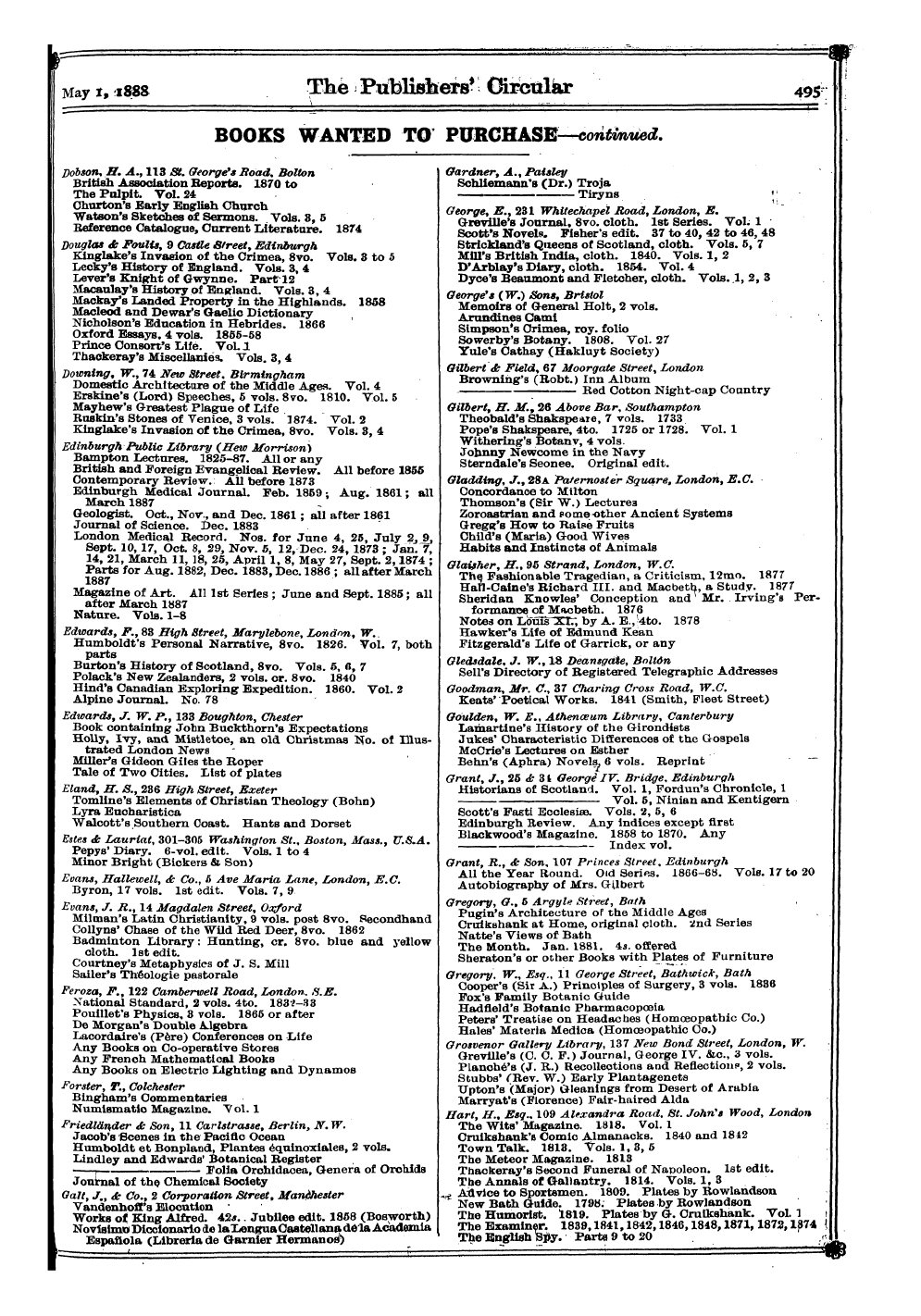 Publishers’ Circular (1880-1890): jS F Y, 1st edition: 57