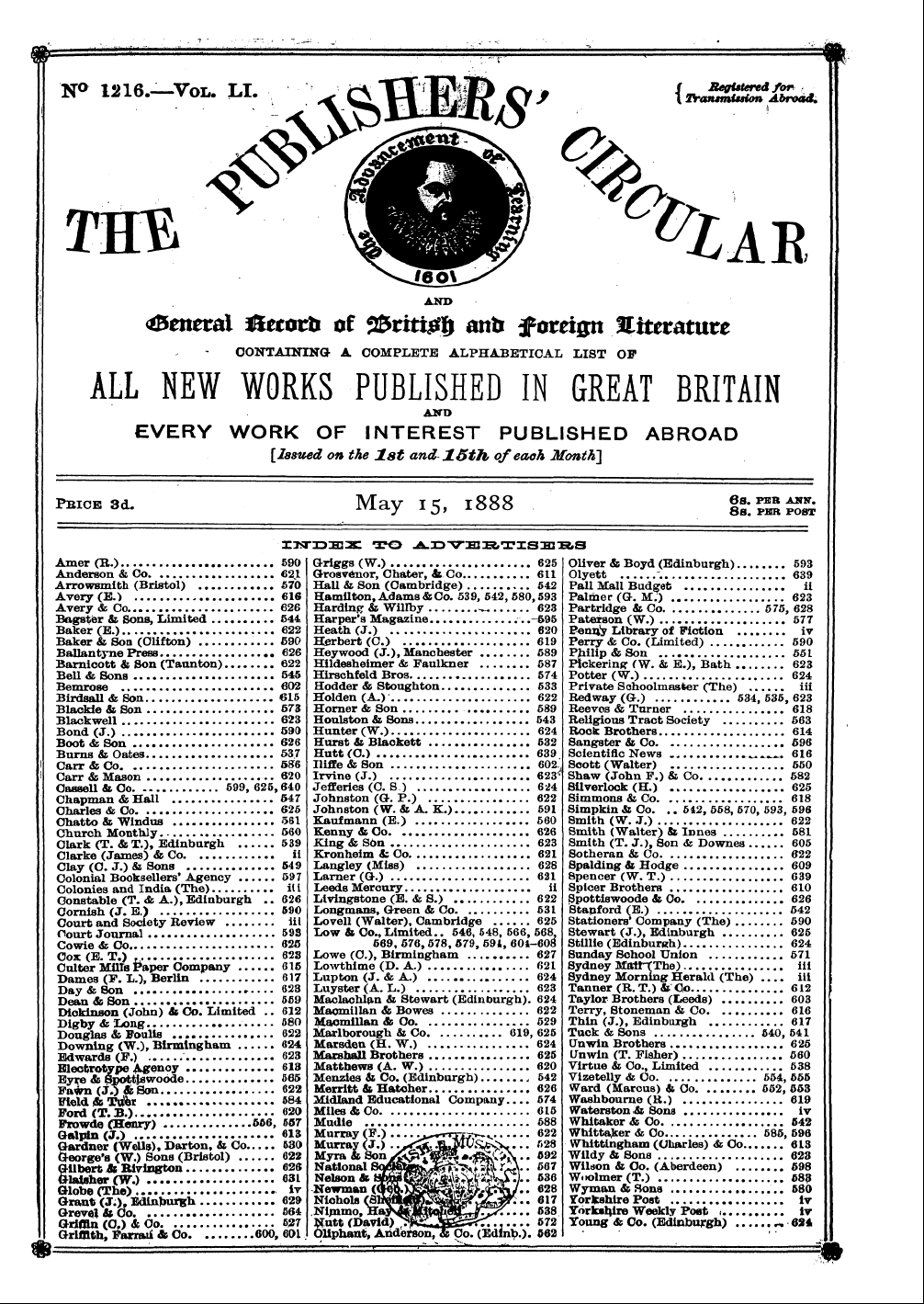 Publishers’ Circular (1880-1890): jS F Y, 1st edition - Amer Anderson (B.) & Co € 590 21 Arrowsm...