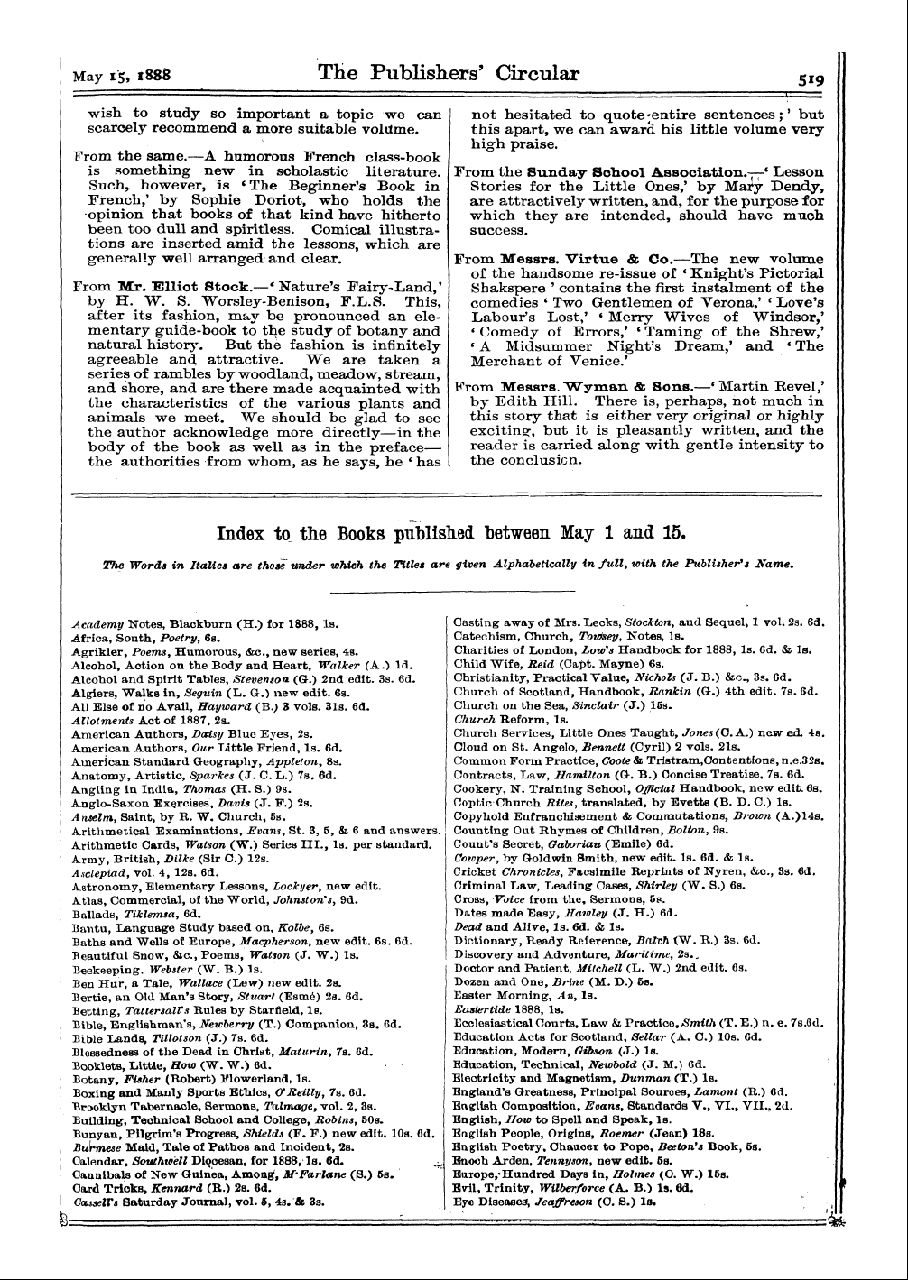 Publishers’ Circular (1880-1890): jS F Y, 1st edition: 21