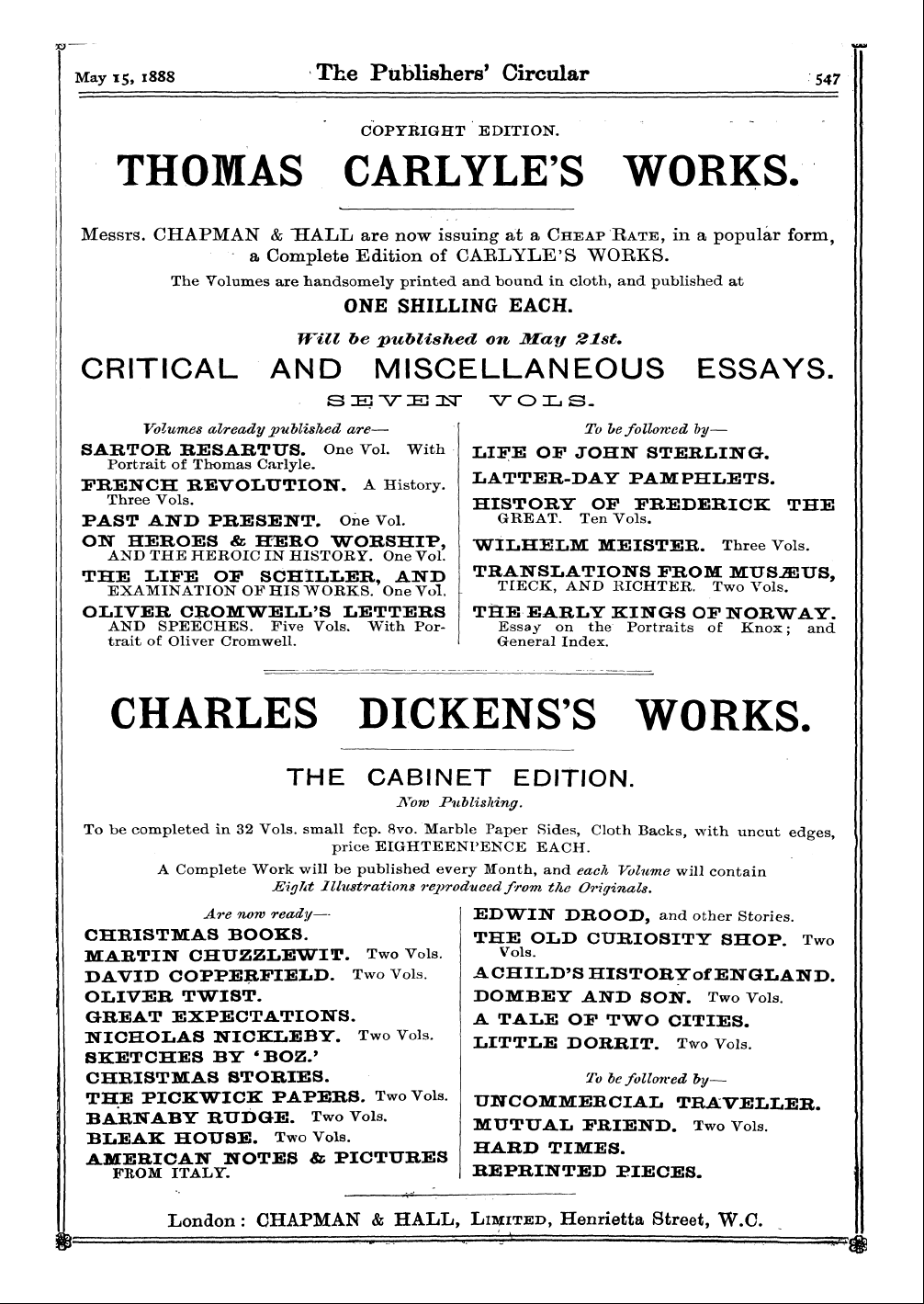 Publishers’ Circular (1880-1890): jS F Y, 1st edition - Ad04901