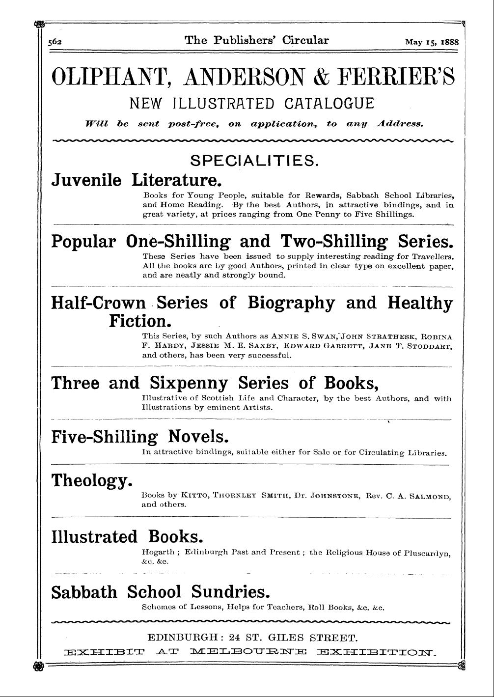 Publishers’ Circular (1880-1890): jS F Y, 1st edition: 64