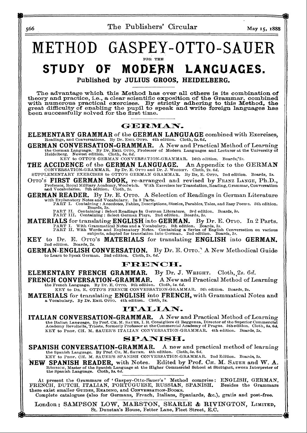 Publishers’ Circular (1880-1890): jS F Y, 1st edition: 68