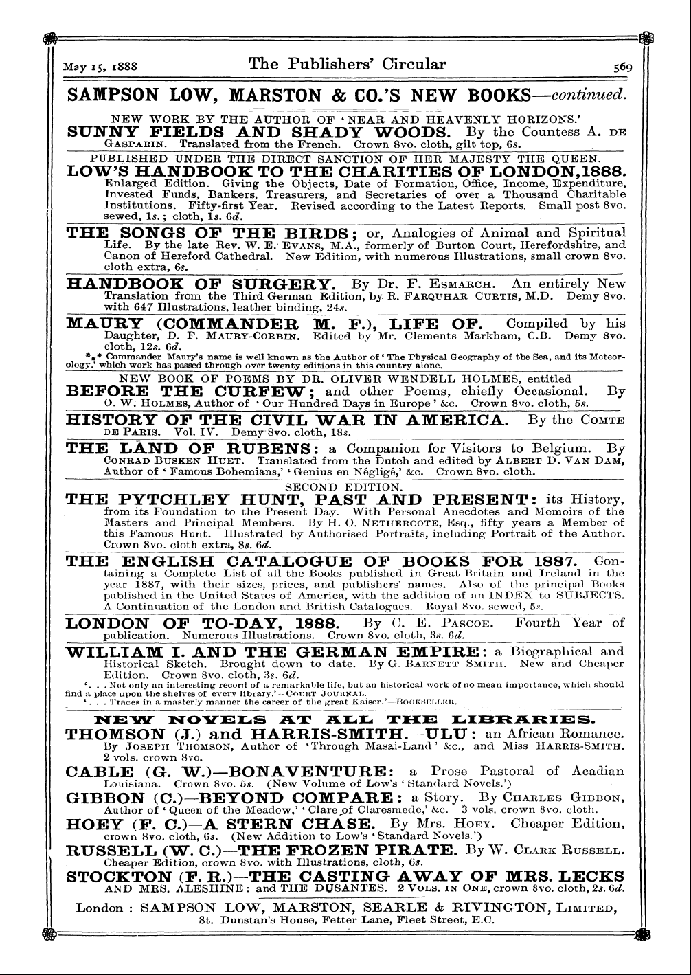 Publishers’ Circular (1880-1890): jS F Y, 1st edition: 71