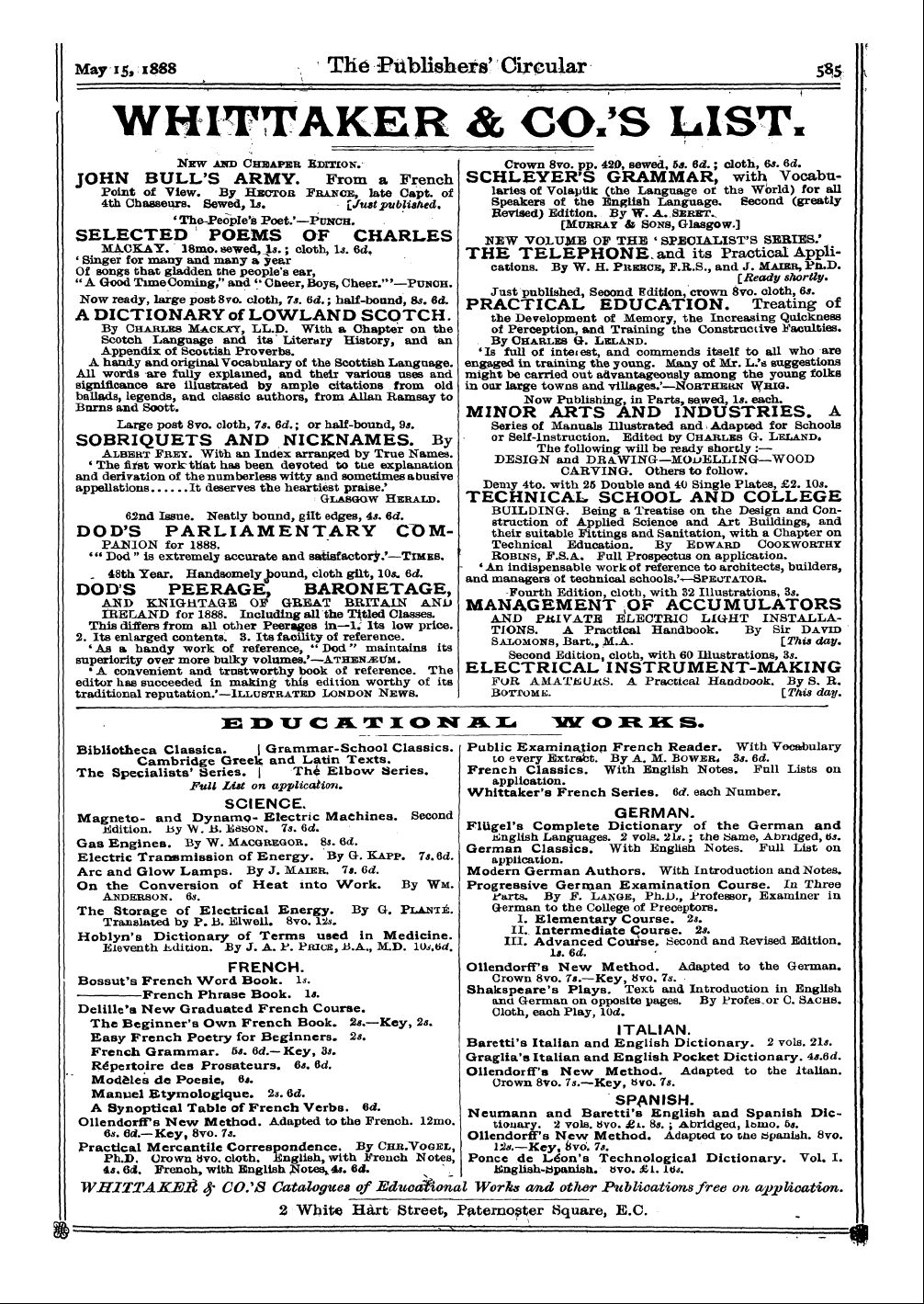 Publishers’ Circular (1880-1890): jS F Y, 1st edition: 87