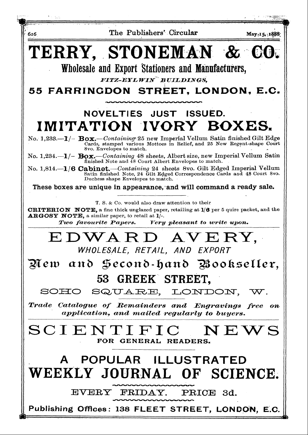 Publishers’ Circular (1880-1890): jS F Y, 1st edition - Ad11801