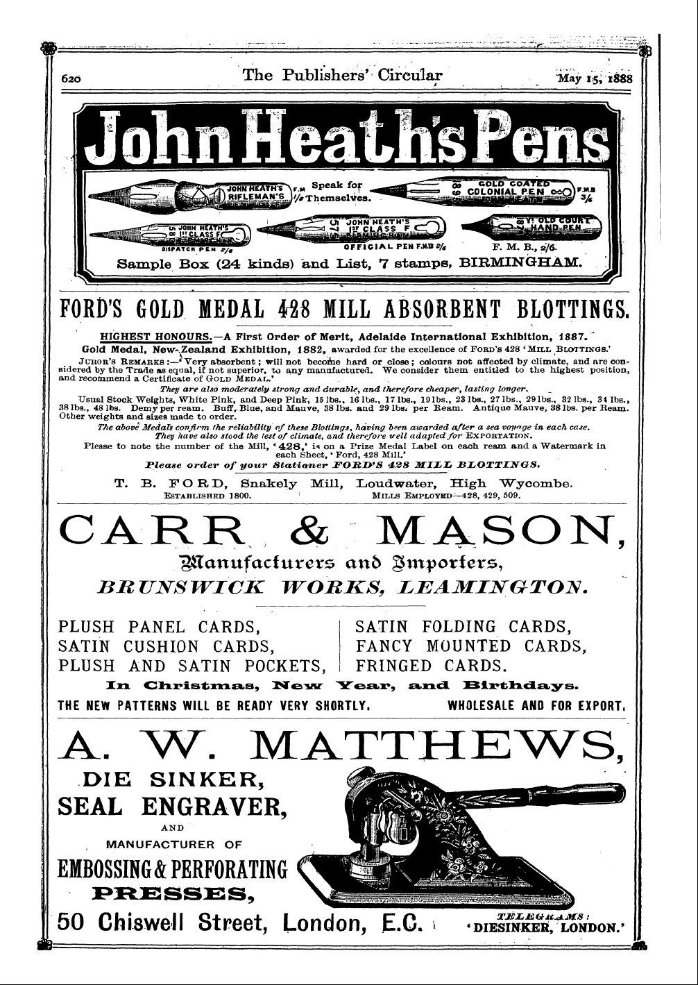 Publishers’ Circular (1880-1890): jS F Y, 1st edition - Ad12201