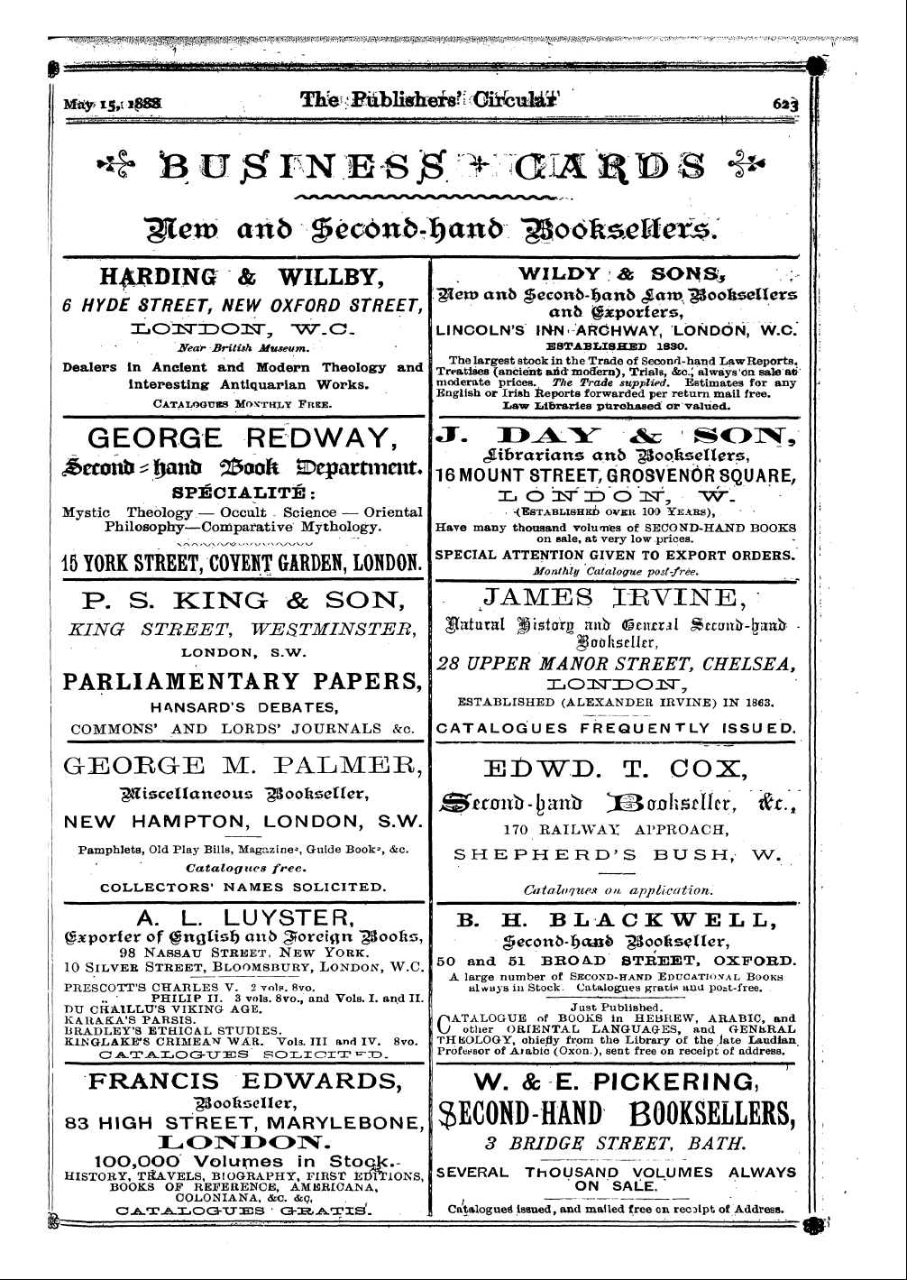Publishers’ Circular (1880-1890): jS F Y, 1st edition - Ad12511