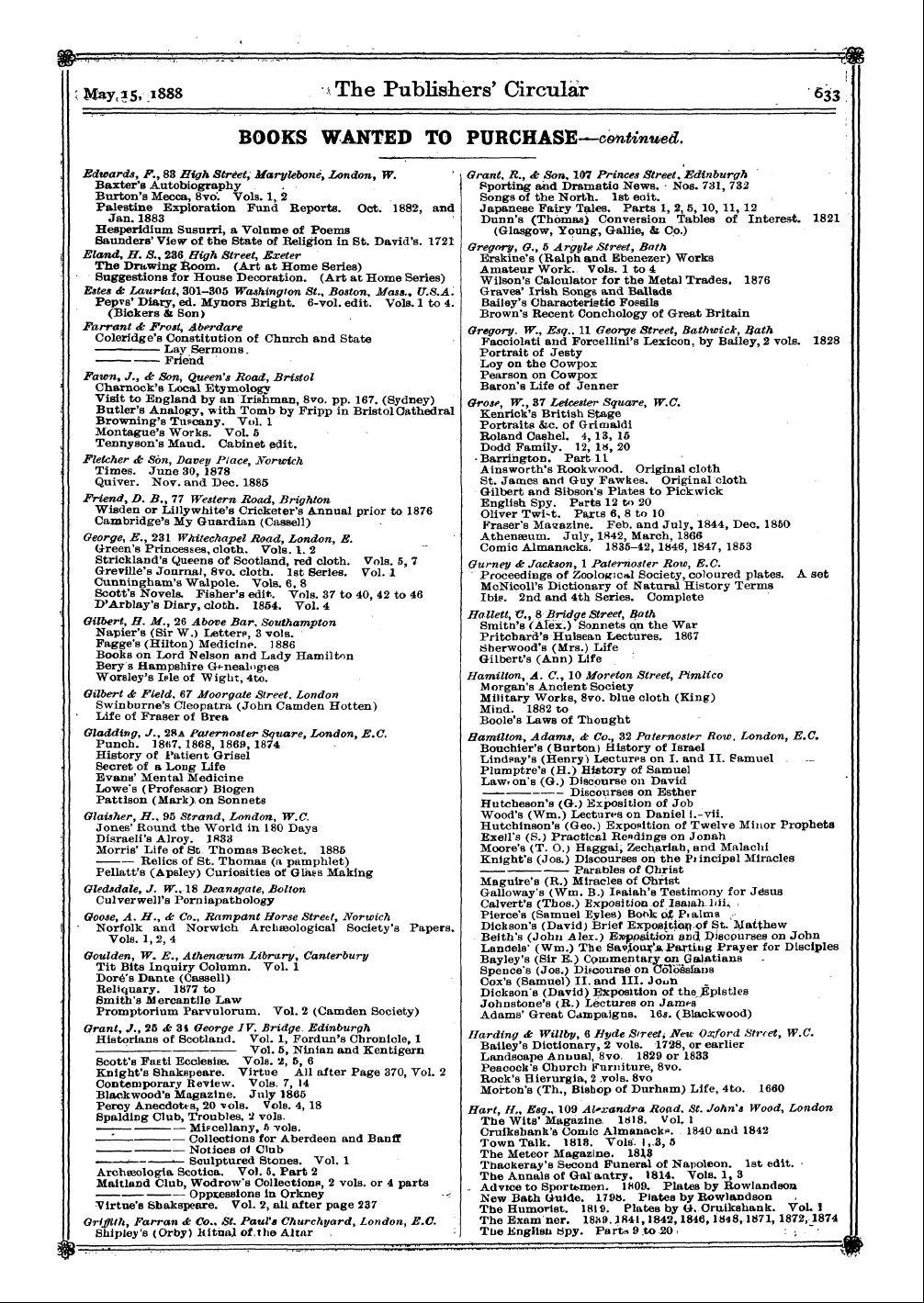 Publishers’ Circular (1880-1890): jS F Y, 1st edition: 135