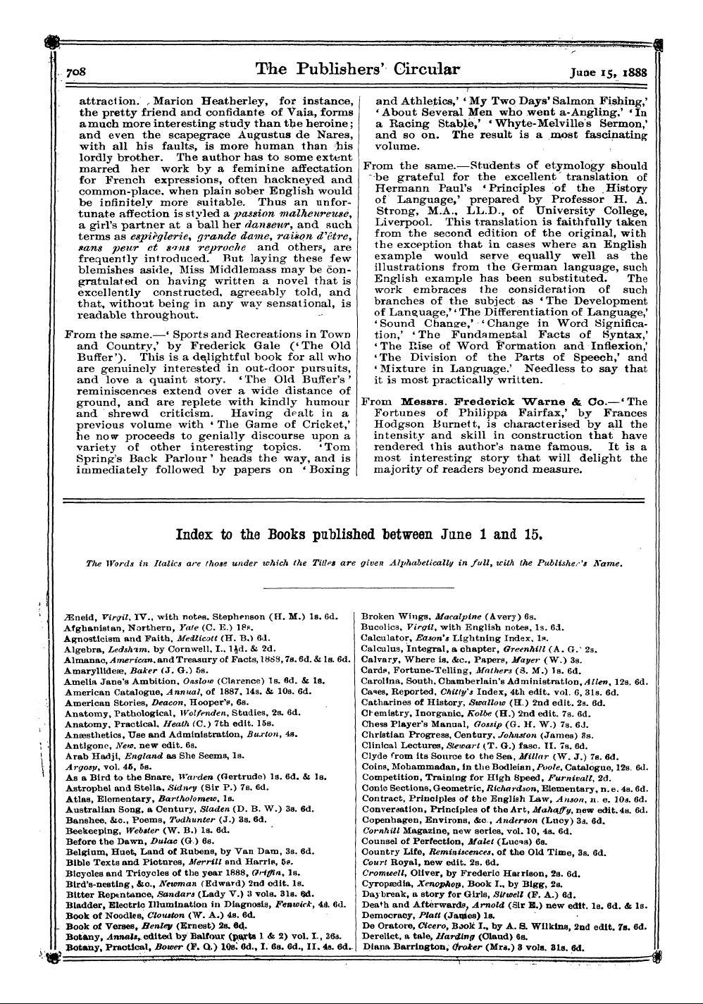 Publishers’ Circular (1880-1890): jS F Y, 1st edition - ¦ ¦ .........»-_. _ ^ • ' V S 708 The Pu...