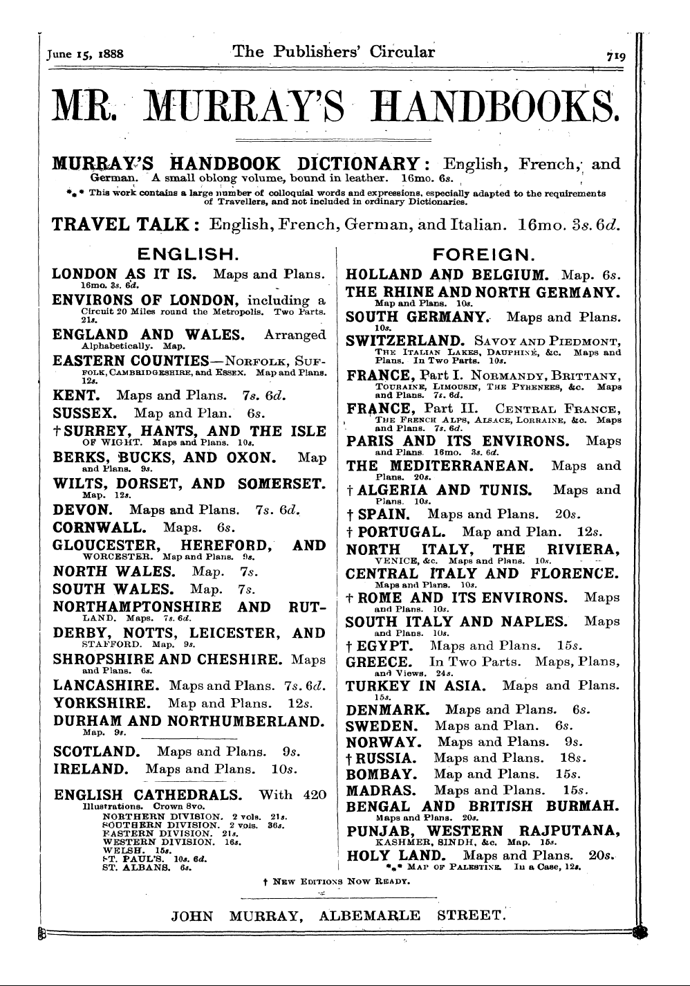 Publishers’ Circular (1880-1890): jS F Y, 1st edition - Ad02501