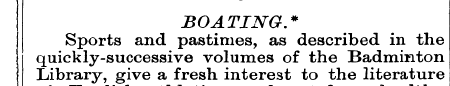 BOATING.* Sports and pastimes, as descri...