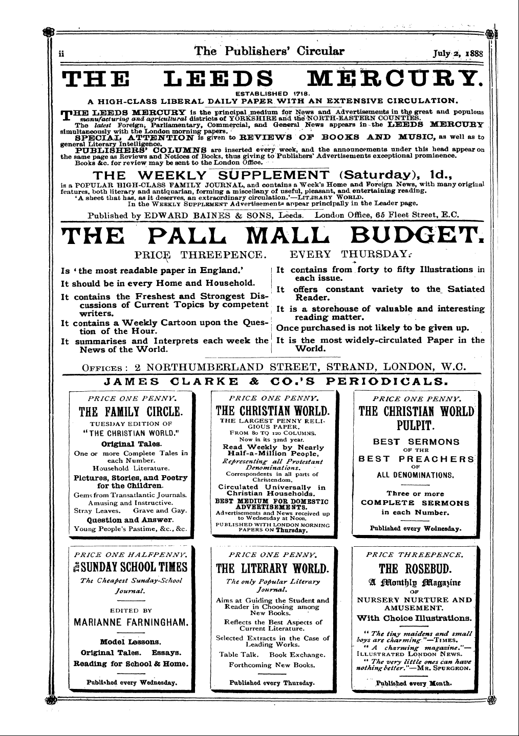 Publishers’ Circular (1880-1890): jS F Y, 1st edition - The Leeds Mercury.