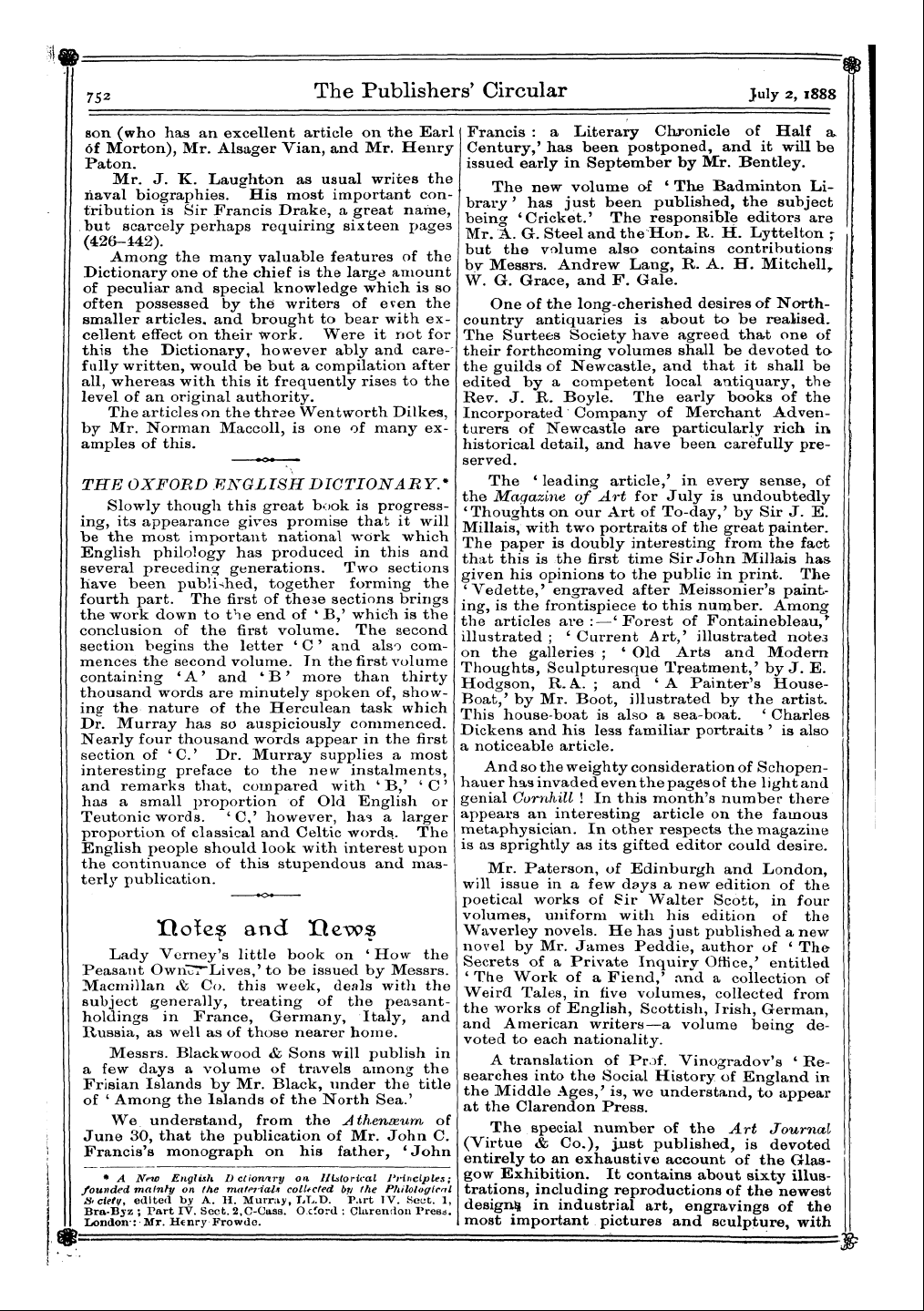 Publishers’ Circular (1880-1890): jS F Y, 1st edition - Tlole% And Itews