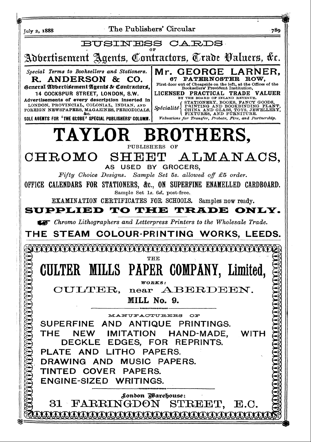 Publishers’ Circular (1880-1890): jS F Y, 1st edition: 43