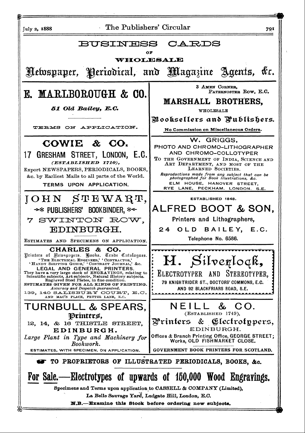 Publishers’ Circular (1880-1890): jS F Y, 1st edition - Ad04502