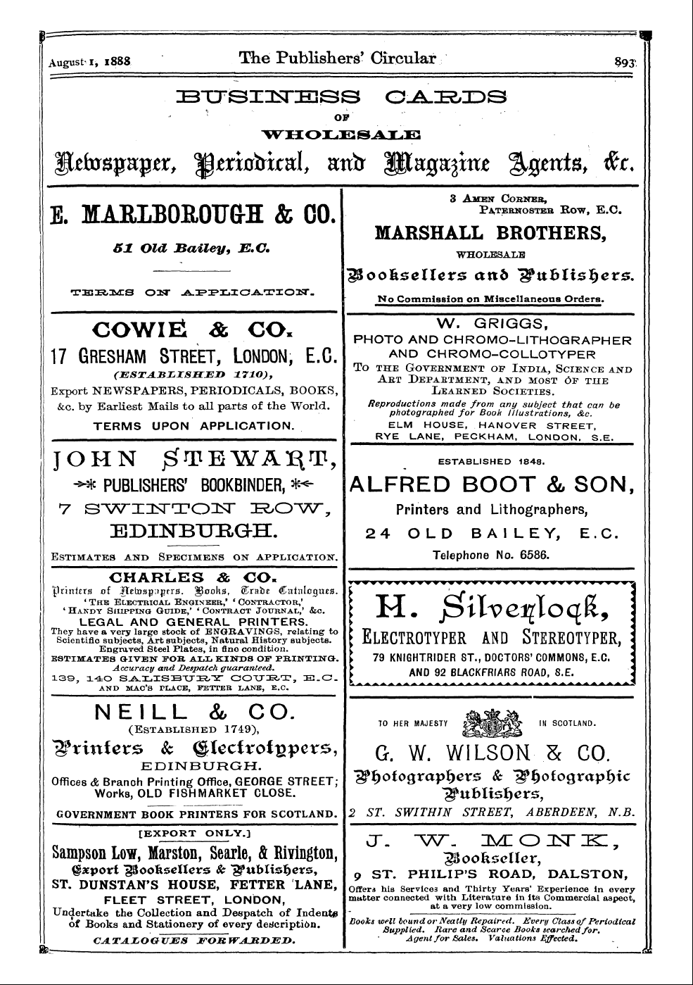 Publishers’ Circular (1880-1890): jS F Y, 1st edition - Ad04306