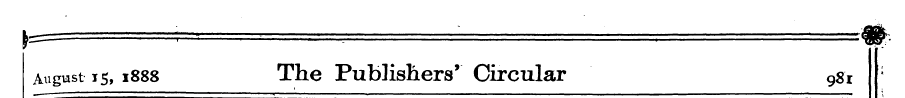 August 15, 1888 The Publishers' Circular...