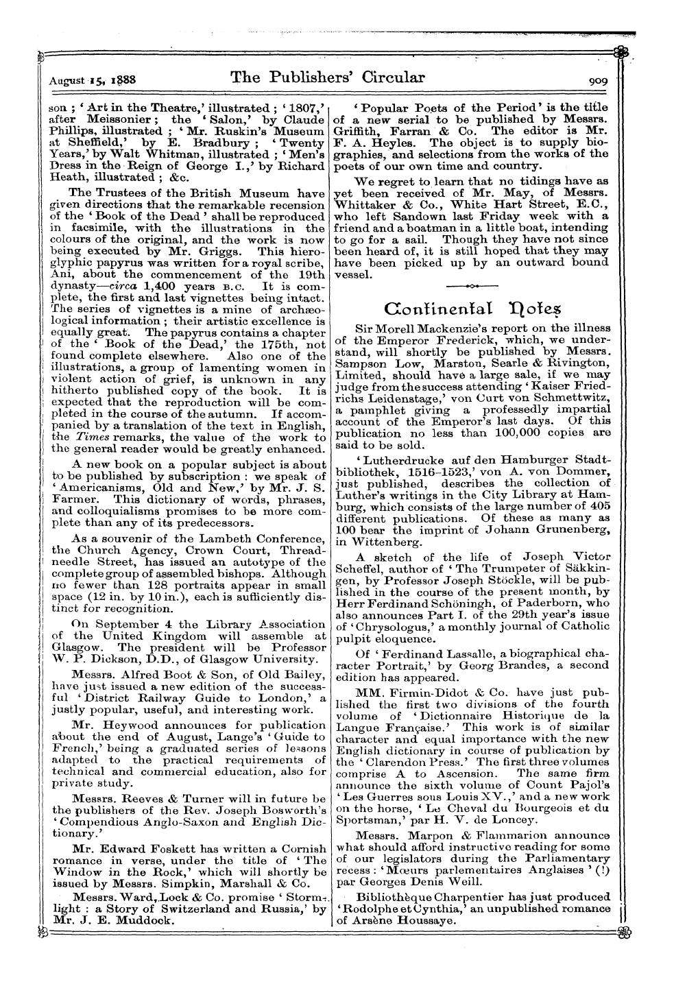 Publishers’ Circular (1880-1890): jS F Y, 1st edition: 7