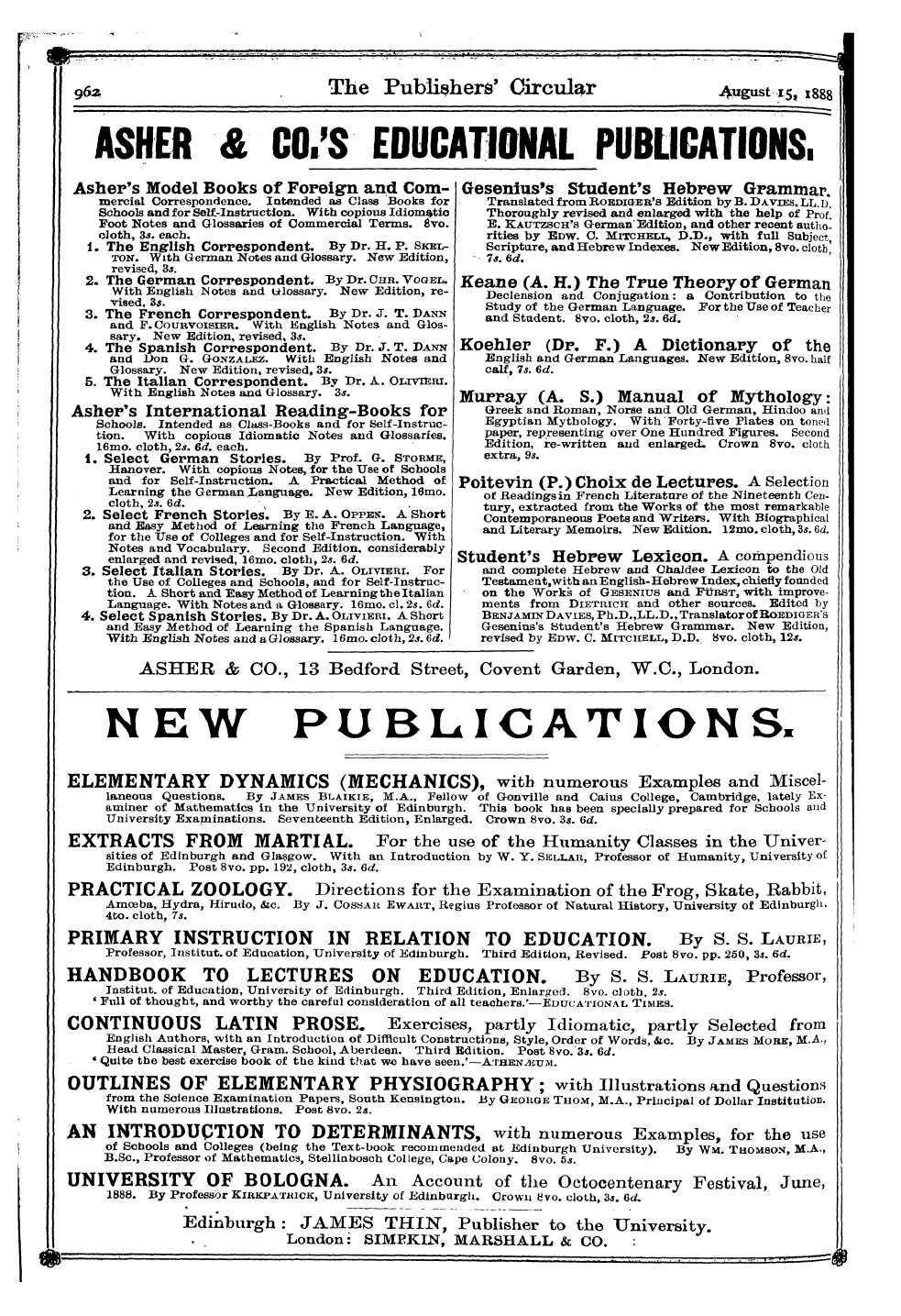 Publishers’ Circular (1880-1890): jS F Y, 1st edition - Ad06001