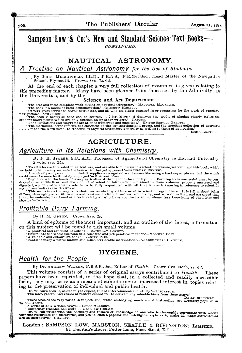 Publishers’ Circular (1880-1890): jS F Y, 1st edition - Ad06301