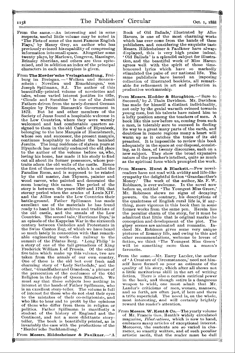 Publishers’ Circular (1880-1890): jS F Y, 1st edition - L Oi ¦ - From *- — -V —- —•¦— . Messrs »...