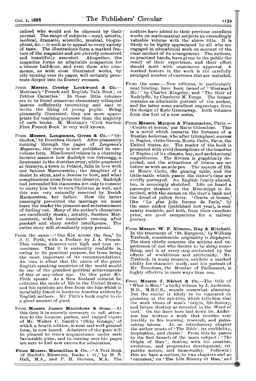 Publishers’ Circular (1880-1890): jS F Y, 1st edition - L Oi ¦ - From *- — -V —- —•¦— . Messrs »...