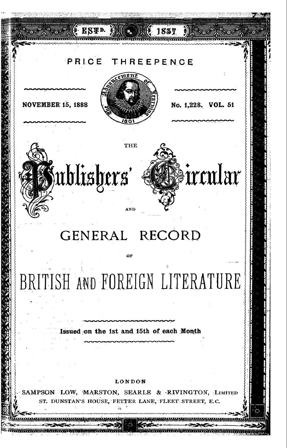 Publishers’ Circular (1880-1890): jS F Y, 1st edition: 1