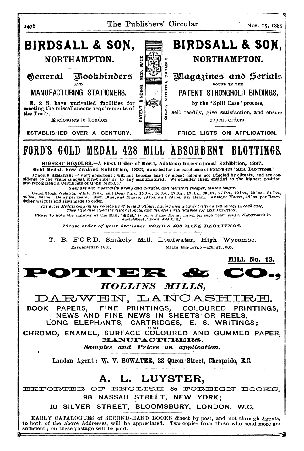 Publishers’ Circular (1880-1890): jS F Y, 1st edition - Ad05002