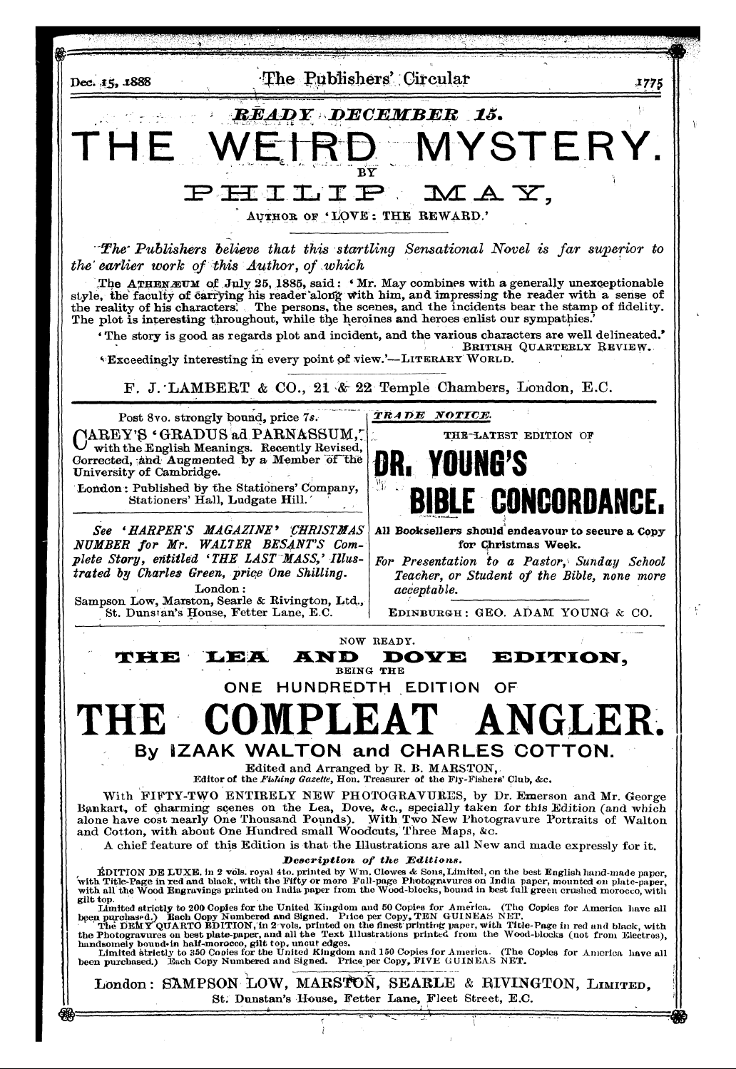 Publishers’ Circular (1880-1890): jS F Y, 1st edition - Ad03303