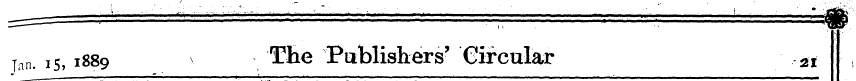 jan. 15,1889 'The Pablishers' Circular ,...