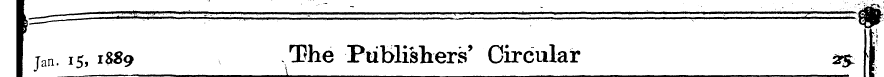 jan. 15,1889 The Publishers' Circular ay...