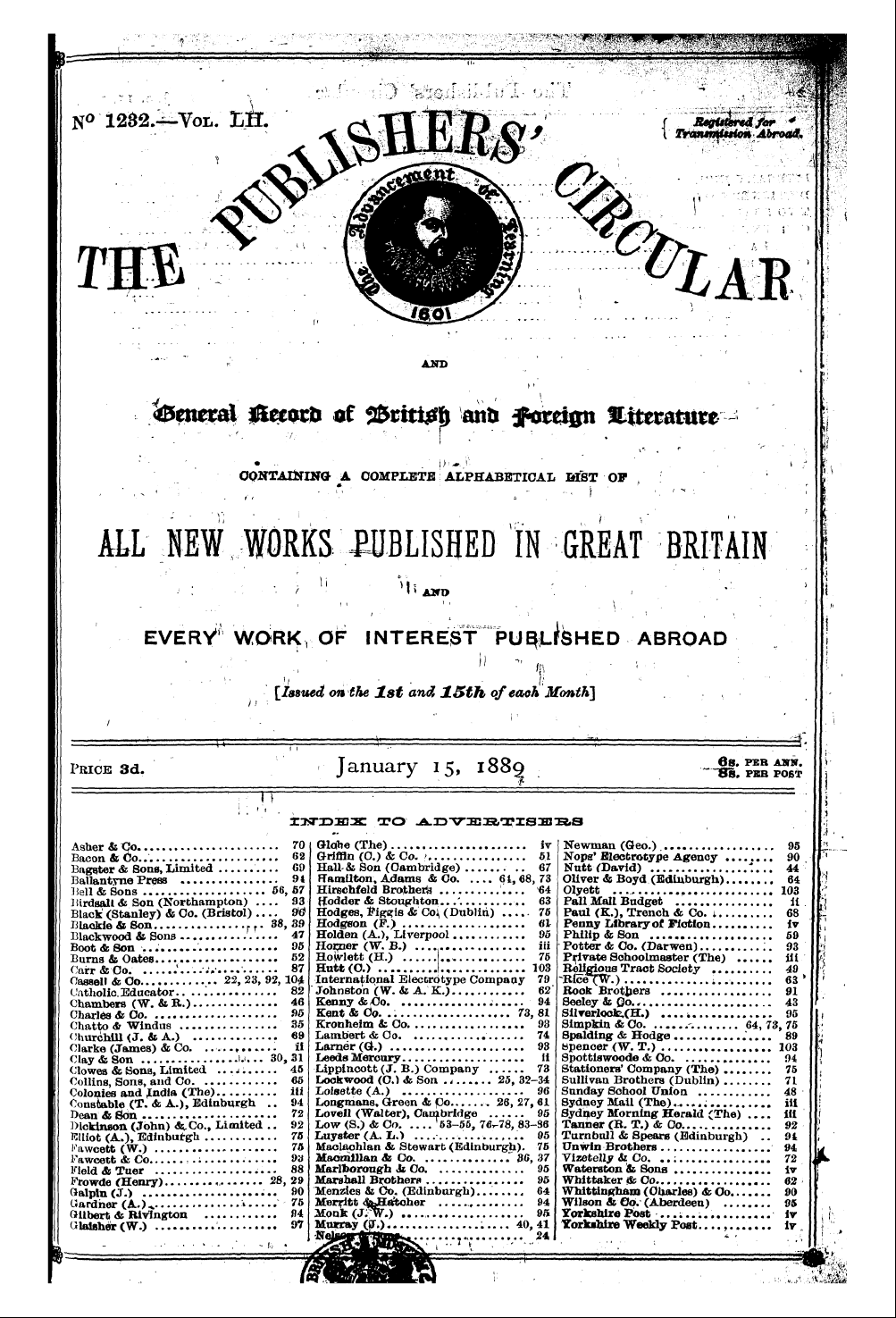 Publishers’ Circular (1880-1890): jS F Y, 1st edition - Bacon Asher& & Tjo Do. 62 70 Griffln Qlo...